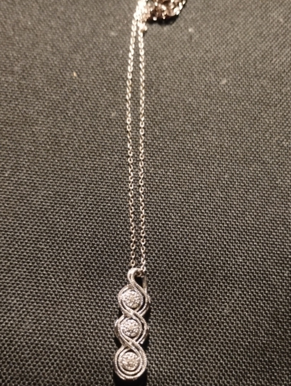 Sterling Silver Triple Diamond Circle Pendant Necklace - Silver